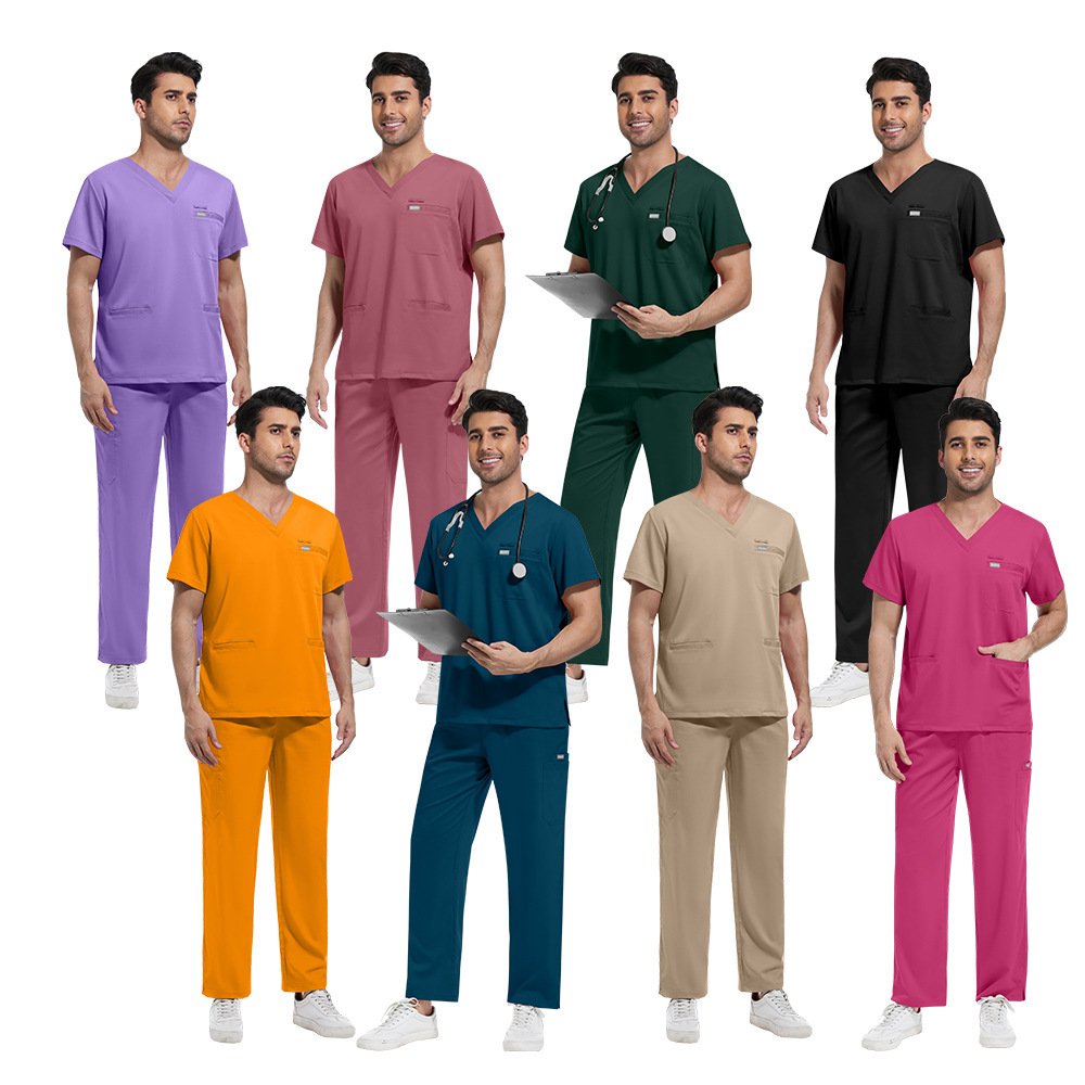 2025 New Arrivals Nurse Uniform Fashion Work Clothes for Hospital Scrubs Sets Stretchy Fabric 72% Polyester 22% Rayon 6% Spandex