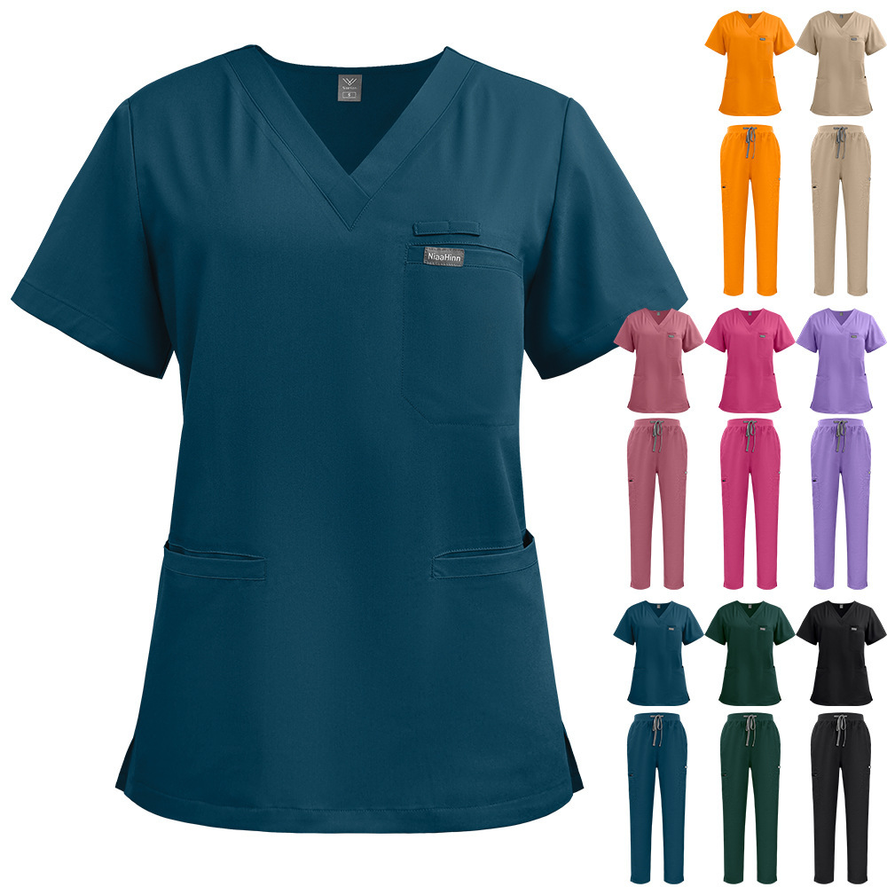 2025 New Arrivals Nurse Uniform Fashion Work Clothes for Hospital Scrubs Sets Stretchy Fabric 72% Polyester 22% Rayon 6% Spandex