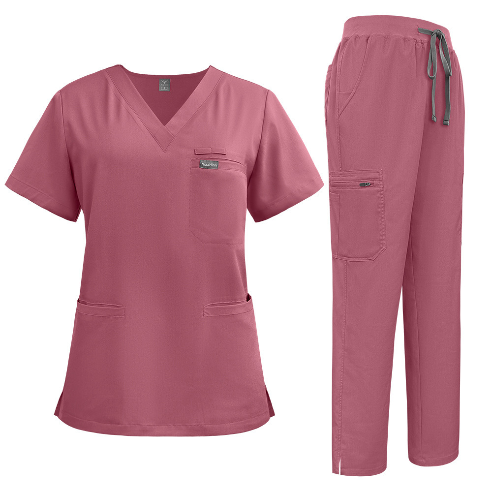2025 New Arrivals Nurse Uniform Fashion Work Clothes for Hospital Scrubs Sets Stretchy Fabric 72% Polyester 22% Rayon 6% Spandex