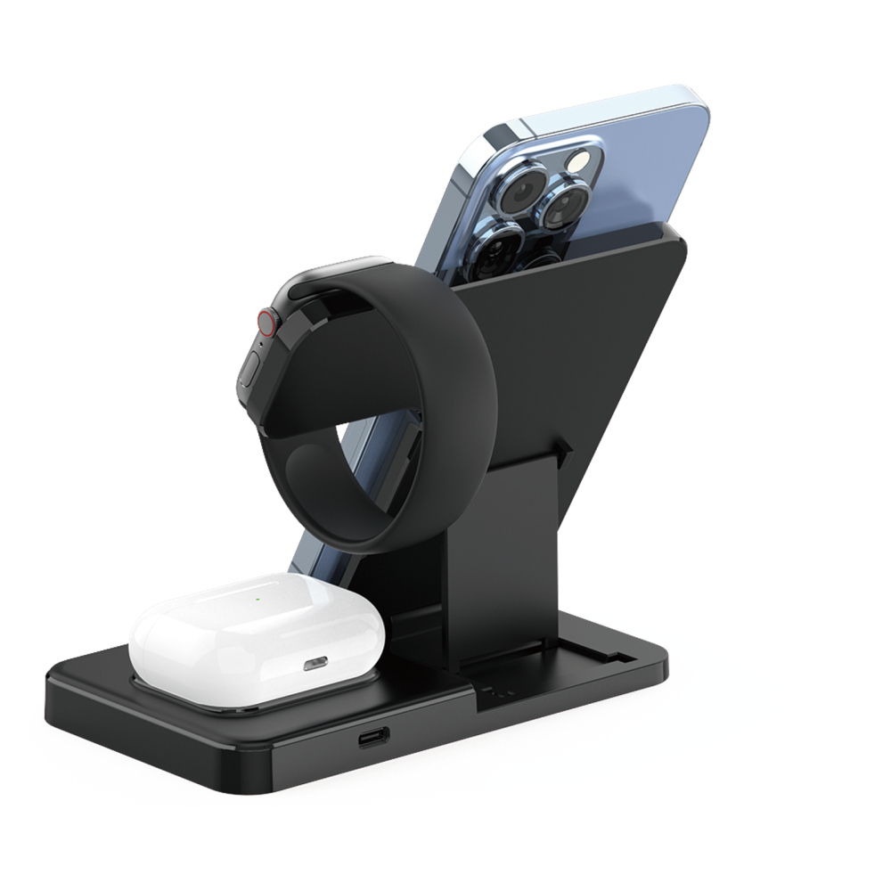 Wireless Charger Portable 3 in 1 Foldable Phone Wireless Chargers 15W Fast Magnetic Wireless Charger Stand for Multiple Devices