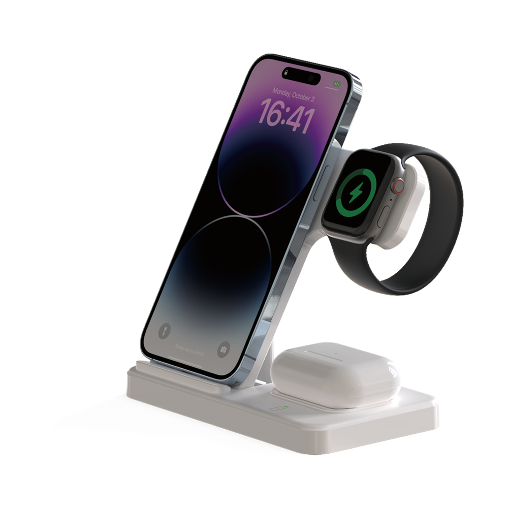 Wireless Charger Portable 3 in 1 Foldable Phone Wireless Chargers 15W Fast Magnetic Wireless Charger Stand for Multiple Devices