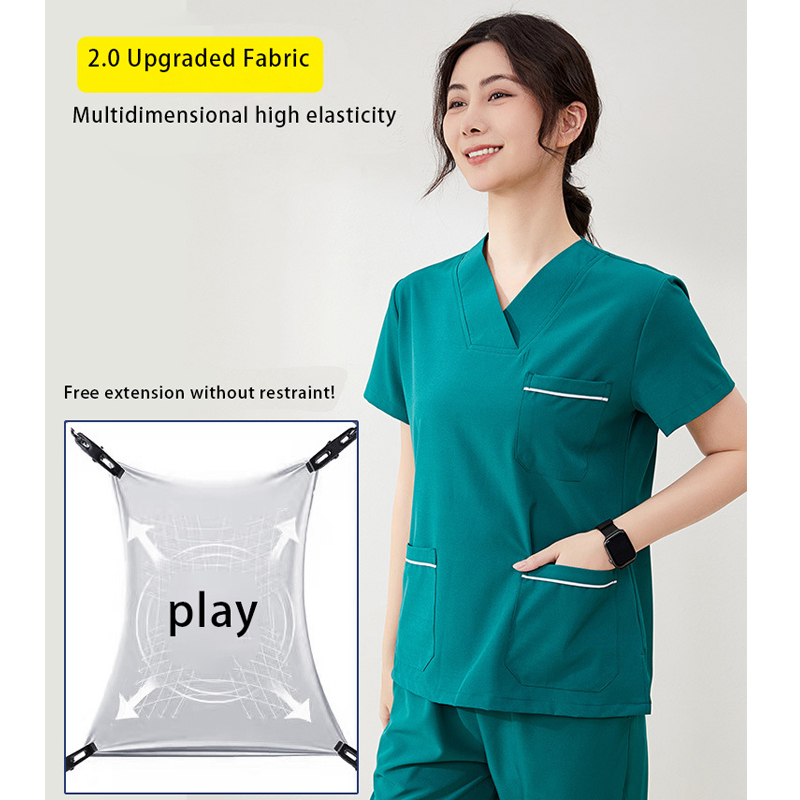 Women Nurse Scrub Set Hot Sell Custom V Neck Scrubs Uniforms Stretch Breathable Medical Scrubs Uniforms Sets for Women