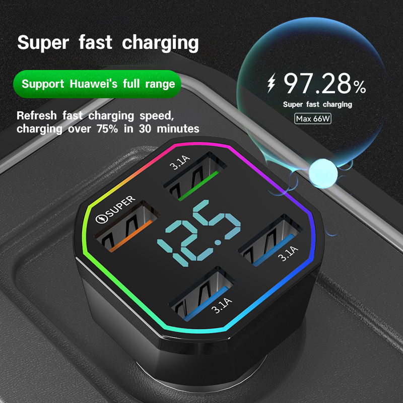 Car Charger 4 in 1 Hot Sale 3.1A PD 20W 4-Port Car Charger Adapter Portable USB Car Charger Fast Charging for Mobile Phone