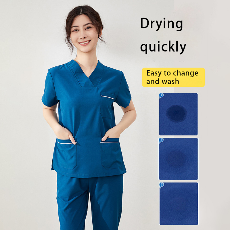 Women Nurse Scrub Set Hot Sell Custom V Neck Scrubs Uniforms Stretch Breathable Medical Scrubs Uniforms Sets for Women