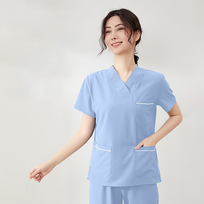 Women Nurse Scrub Set Hot Sell Custom V Neck Scrubs Uniforms Stretch Breathable Medical Scrubs Uniforms Sets for Women