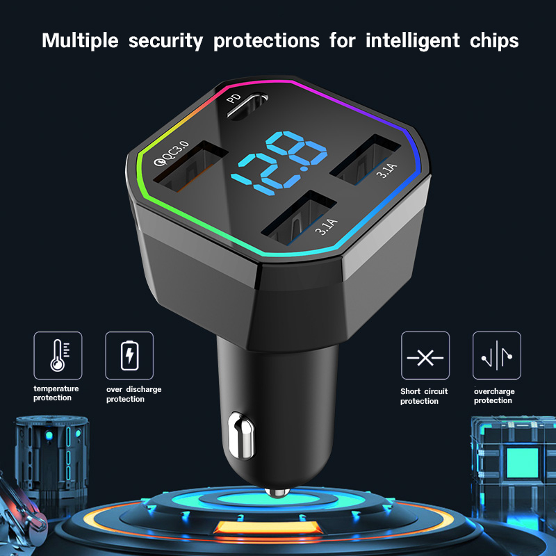 Car Charger 4 in 1 Hot Sale 3.1A PD 20W 4-Port Car Charger Adapter Portable USB Car Charger Fast Charging for Mobile Phone