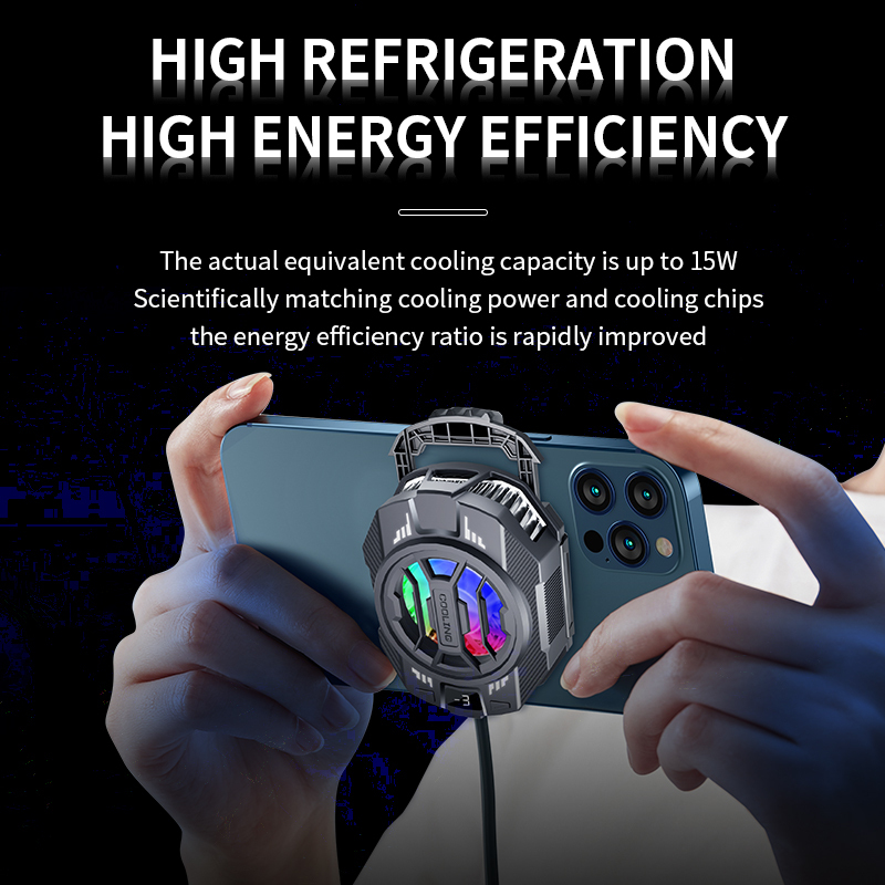 Mobile Phone Radiator Semiconductor 2025 New Back-Clip Phone Cooler Three-Speed Adjustment 15W Phone Cooler for Gaming