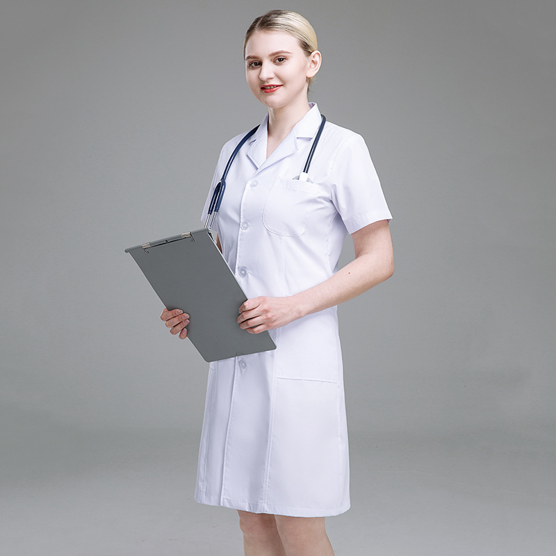Wholesale Doctor Lab Coat Scrubs Uniform White Working Gown Comfortable Short Sleeve for Hospital and Clinic Women Men Adults