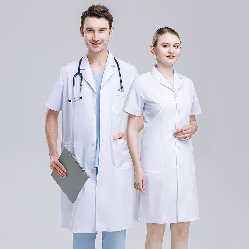 Wholesale Doctor Lab Coat Scrubs Uniform White Working Gown Comfortable Long Sleeve and Short Sleeve for Hospital and Clinic Women Men Adults