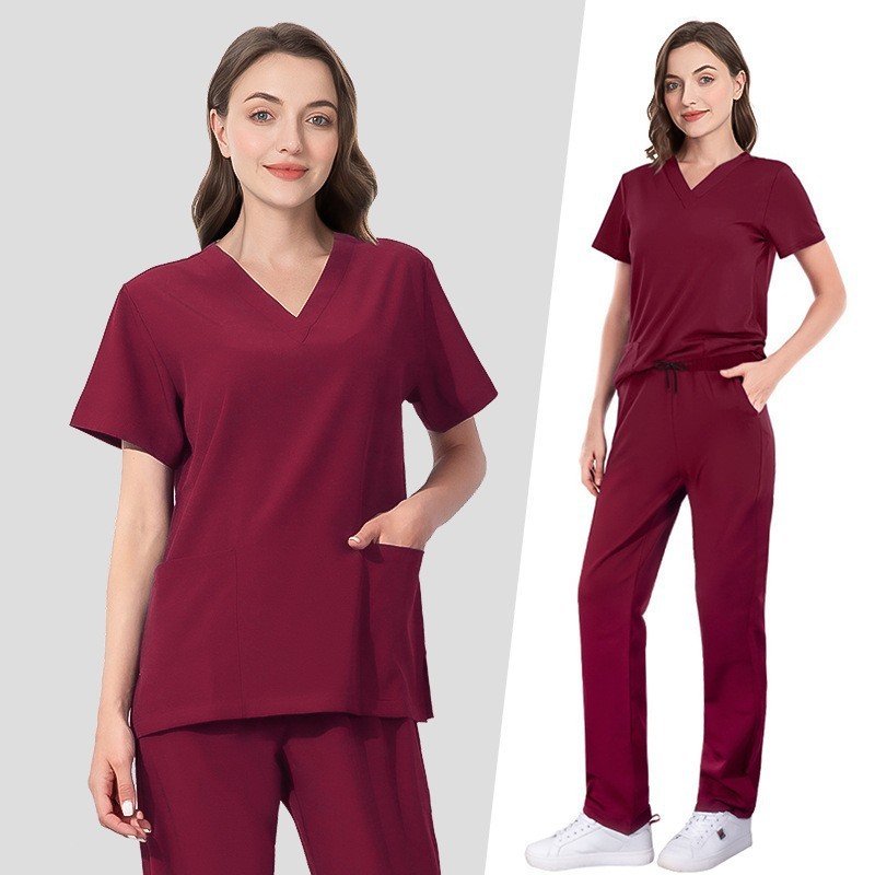 Unisex Nurse Uniform Scrubs Sets Fashion Work Clothes for Hospital Nursing Uniform Sets V-neck Straight-leg Pants Comfortable
