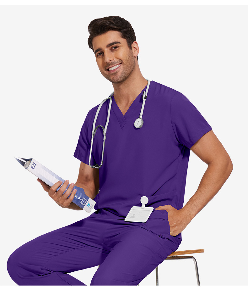 Unisex Nurse Uniform Scrubs Sets Fashion Work Clothes for Hospital Nursing Uniform Sets V-neck Straight-leg Pants Comfortable