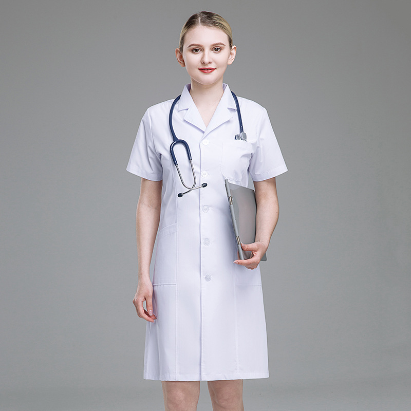 Wholesale Doctor Lab Coat Scrubs Uniform White Working Gown Comfortable Short Sleeve for Hospital and Clinic Women Men Adults