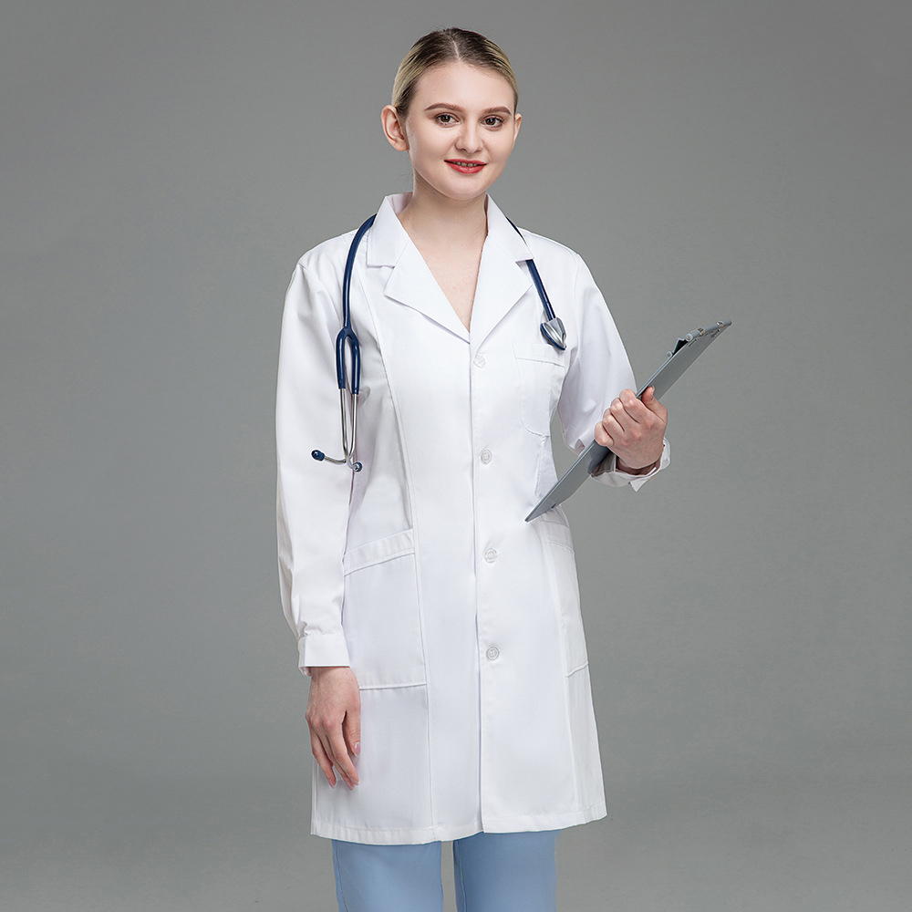 Wholesale Doctor Lab Coat Scrubs Uniform White Working Gown Comfortable Long Sleeve and Short Sleeve for Hospital and Clinic Women Men Adults