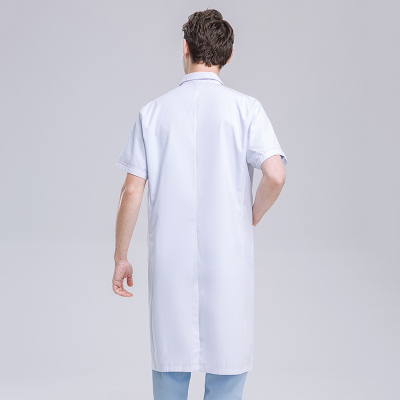 Wholesale Doctor Lab Coat Scrubs Uniform White Working Gown Comfortable Short Sleeve for Hospital and Clinic Women Men Adults