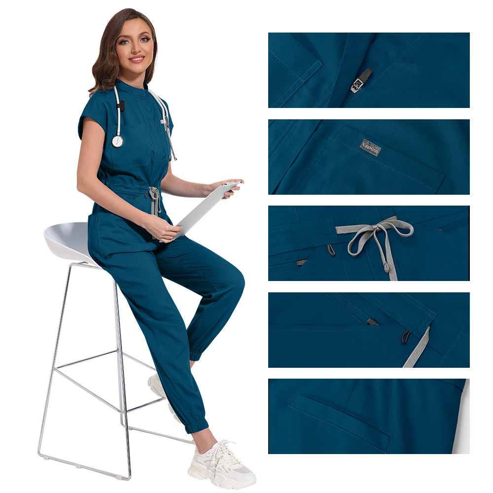 One-piece Pants Set Joggers Sets with Multi-functional Pockets for Hospital Scrubs Uniform Sets High-quality Nurse Work Clothes Womens Scrubs Uniform Nurse Scrubs Uniform Nurses Uniform Scrubs