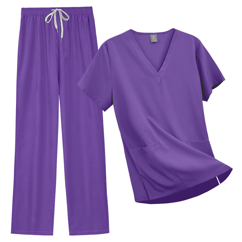 Unisex Nurse Uniform Scrubs Sets Fashion Work Clothes for Hospital Nursing Uniform Sets V-neck Straight-leg Pants Comfortable