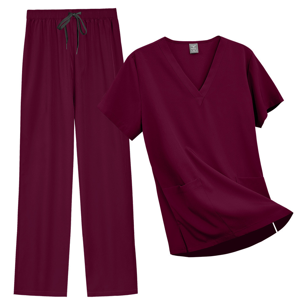 Unisex Nurse Uniform Scrubs Sets Fashion Work Clothes for Hospital Nursing Uniform Sets V-neck Straight-leg Pants Comfortable