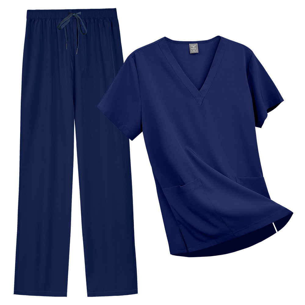 Unisex Nurse Uniform Scrubs Sets Fashion Work Clothes for Hospital Nursing Uniform Sets V-neck Straight-leg Pants Comfortable