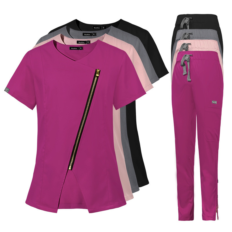 High Quality Nurse Uniforms for Hospital Scrubs Nursing Uniform Sets with Zipper Design Comfortable Work Clothes Casual Style Womens Scrubs Uniform Nurse Scrubs Uniform Nurses Uniform Scrubs
