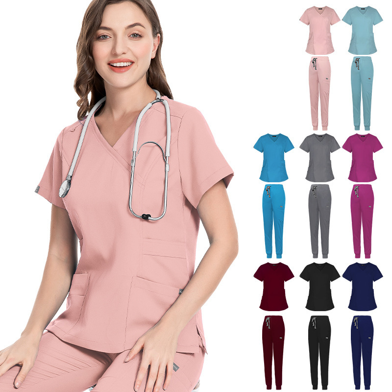 High Quality Nursing Uniform Sets for Hospital Scrubs Set Nurse Uniforms for Women Men Doctor Top & Pants with Multi Pocket Unisex Womens Scrubs Uniform Nurse Scrubs Uniform Nurses Uniform Scrubs