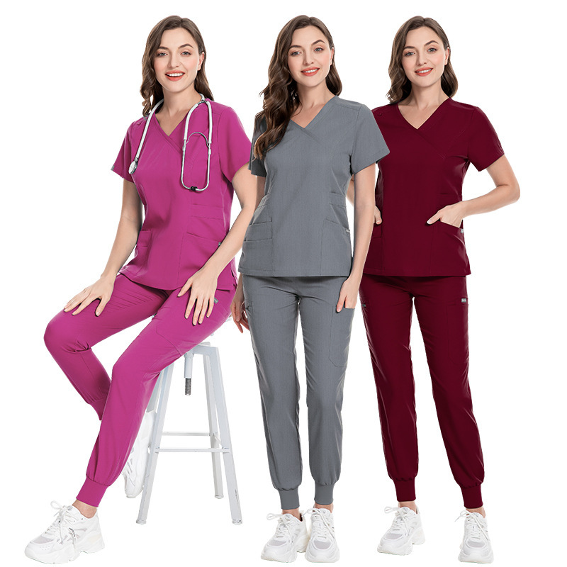 High Quality Nursing Uniform Sets for Hospital Scrubs Set Nurse Uniforms for Women Men Doctor Top & Pants with Multi Pocket Unisex Womens Scrubs Uniform Nurse Scrubs Uniform Nurses Uniform Scrubs