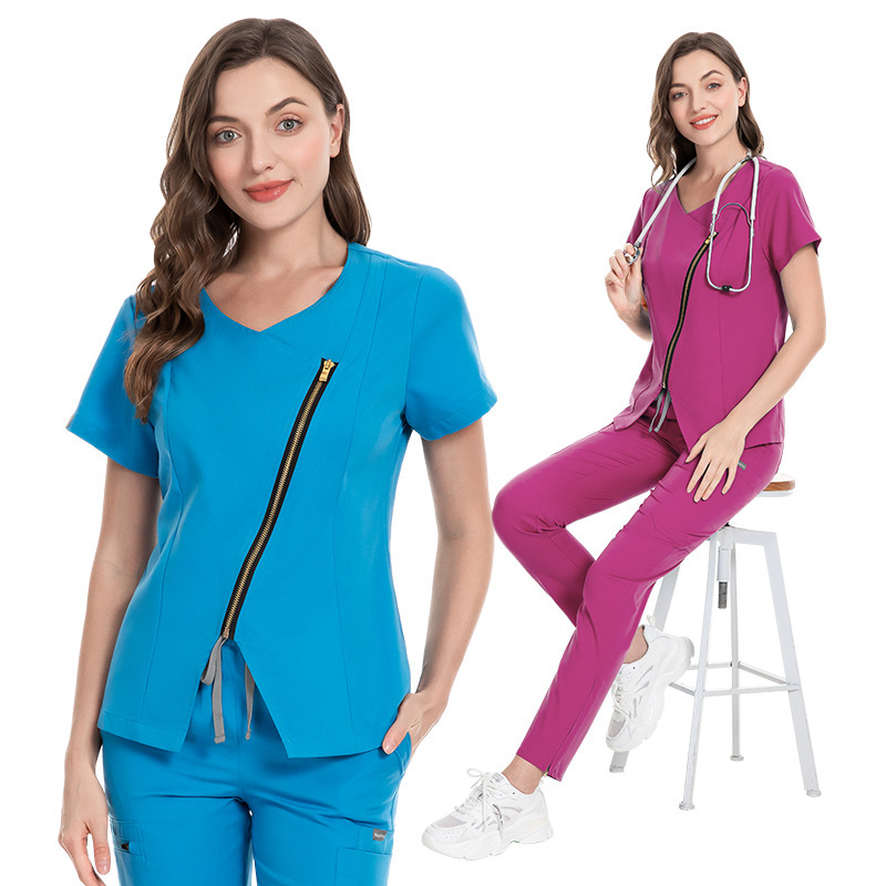 High Quality Nurse Uniforms for Hospital Scrubs Nursing Uniform Sets with Zipper Design Comfortable Work Clothes Casual Style Womens Scrubs Uniform Nurse Scrubs Uniform Nurses Uniform Scrubs