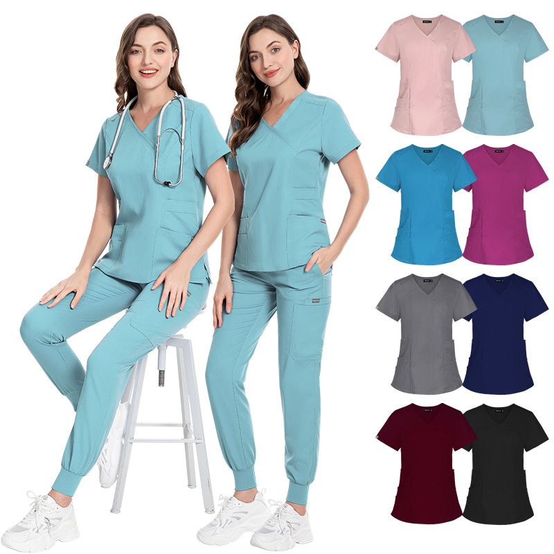 High Quality Nursing Uniform Sets for Hospital Scrubs Set Nurse Uniforms for Women Men Doctor Top & Pants with Multi Pocket Unisex Womens Scrubs Uniform Nurse Scrubs Uniform Nurses Uniform Scrubs