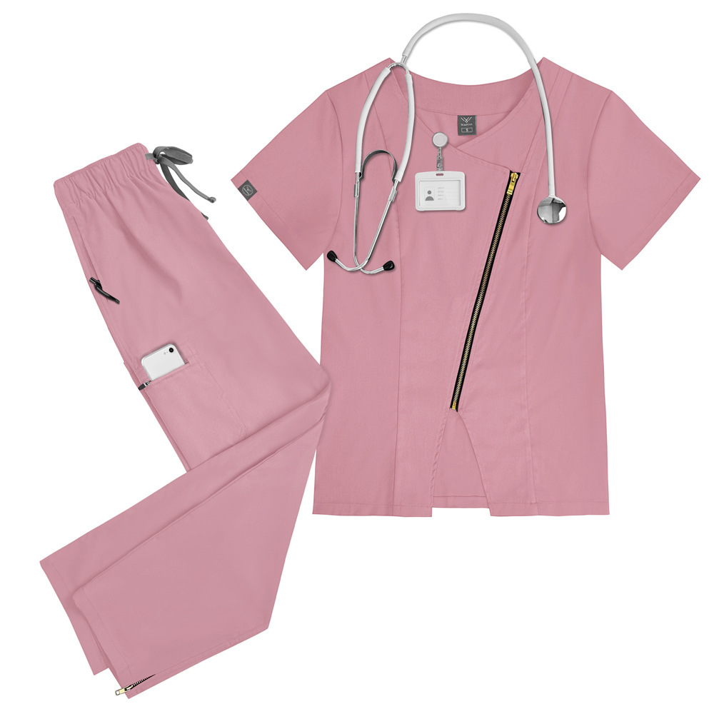 High Quality Nurse Uniforms for Hospital Scrubs Nursing Uniform Sets with Zipper Design Comfortable Work Clothes Casual Style Womens Scrubs Uniform Nurse Scrubs Uniform Nurses Uniform Scrubs