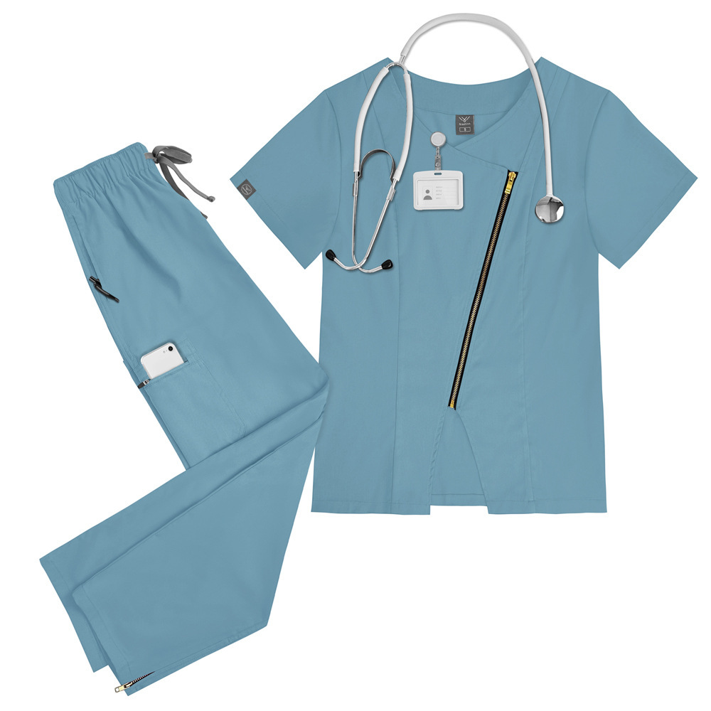 High Quality Nurse Uniforms for Hospital Scrubs Nursing Uniform Sets with Zipper Design Comfortable Work Clothes Casual Style Womens Scrubs Uniform Nurse Scrubs Uniform Nurses Uniform Scrubs