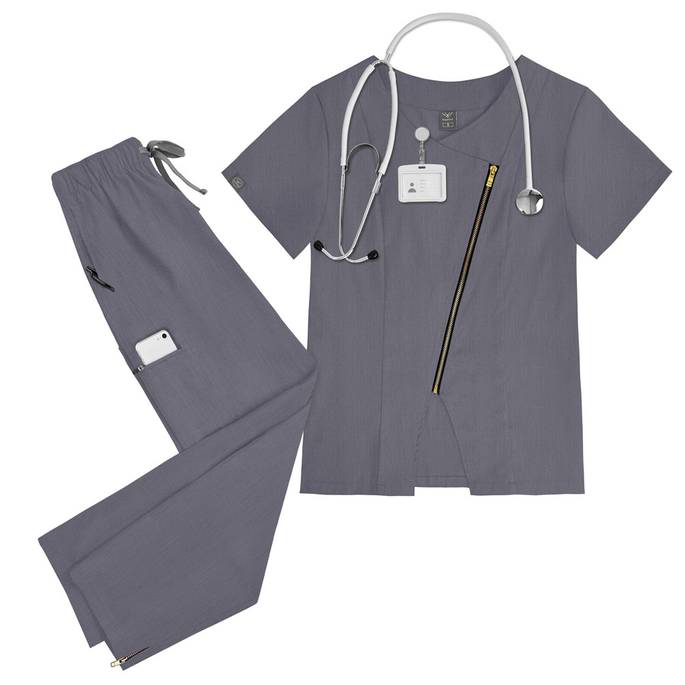 High Quality Nurse Uniforms for Hospital Scrubs Nursing Uniform Sets with Zipper Design Comfortable Work Clothes Casual Style Womens Scrubs Uniform Nurse Scrubs Uniform Nurses Uniform Scrubs