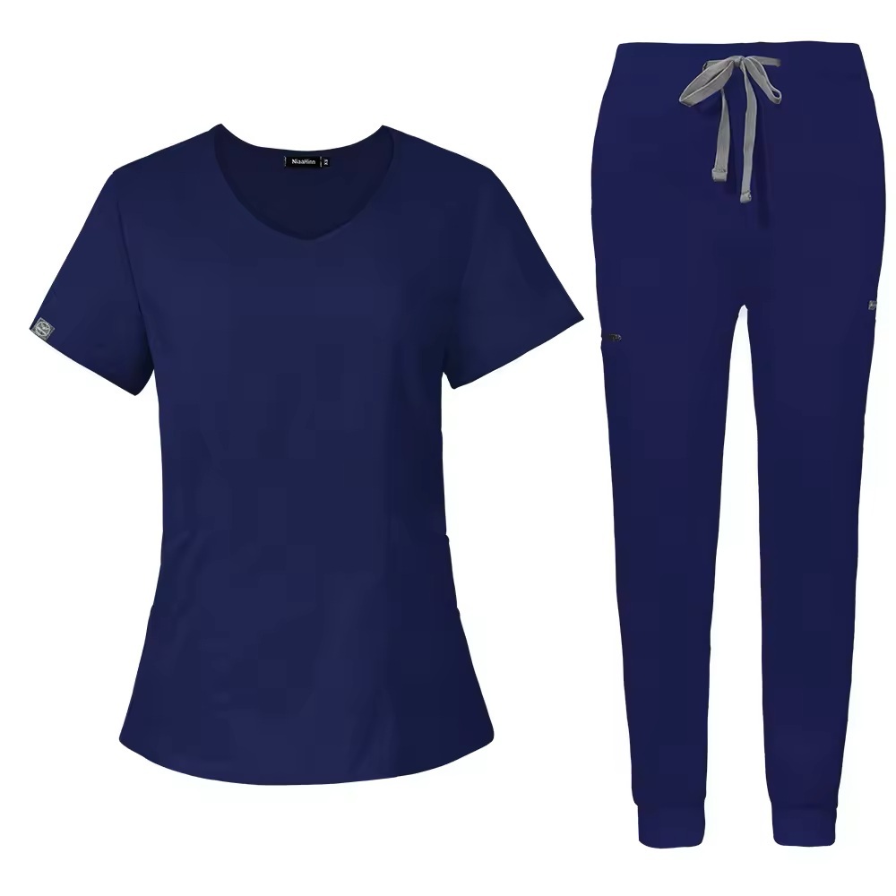 Hospital Uniforms Fashion Jogger Scrubs Sets Unisex Short-sleeved Nurse Uniform Stretchable Washable Quick-Drying Top & Pants