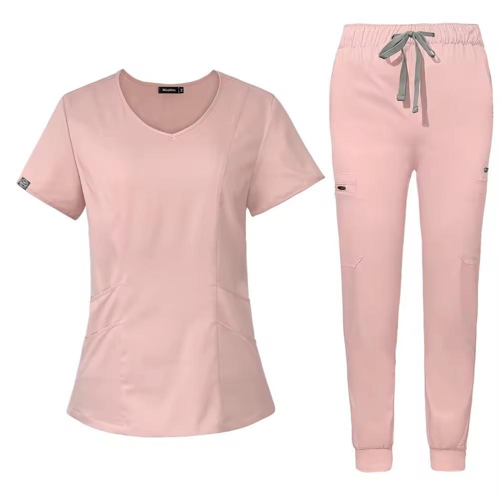 Hospital Uniforms Fashion Jogger Scrubs Sets Unisex Short-sleeved Nurse Uniform Stretchable Washable Quick-Drying Top & Pants