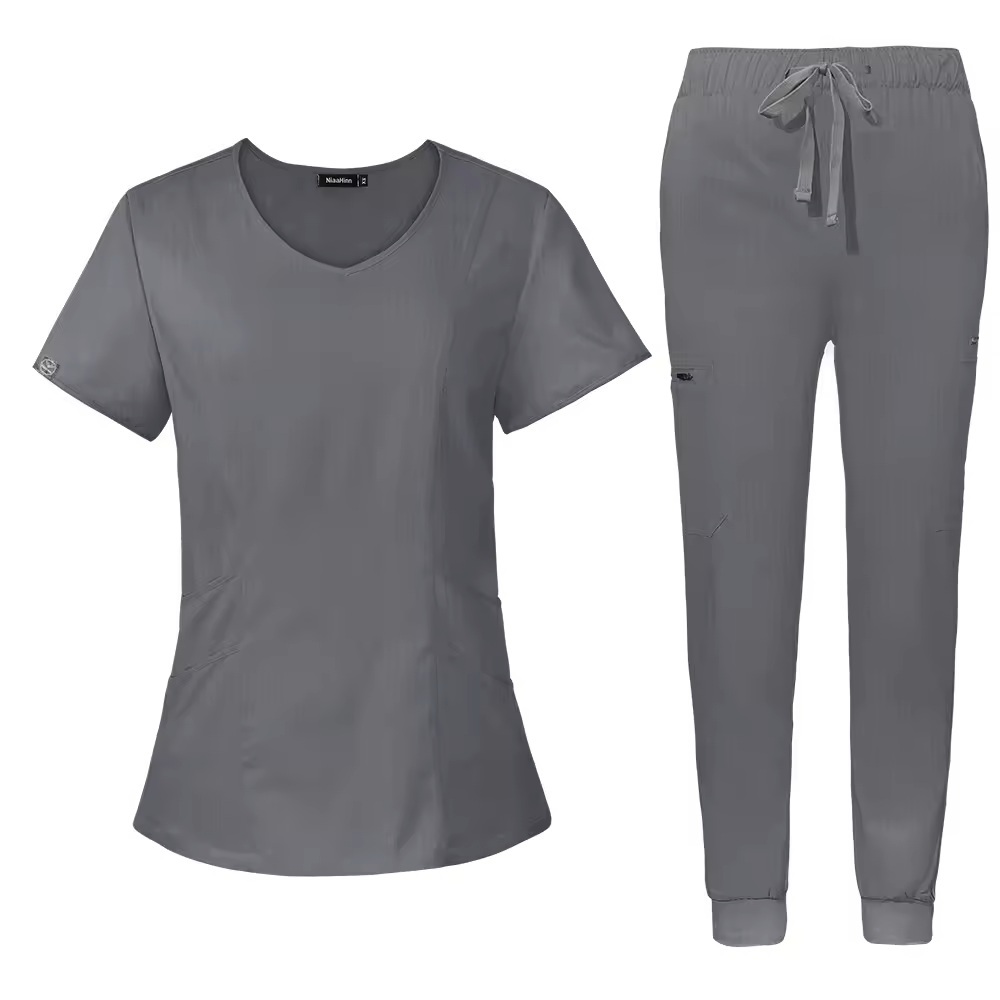 Hospital Uniforms Fashion Jogger Scrubs Sets Unisex Short-sleeved Nurse Uniform Stretchable Washable Quick-Drying Top & Pants