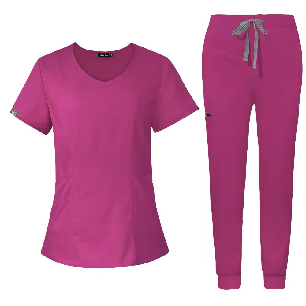 Hospital Uniforms Fashion Jogger Scrubs Sets Unisex Short-sleeved Nurse Uniform Stretchable Washable Quick-Drying Top & Pants