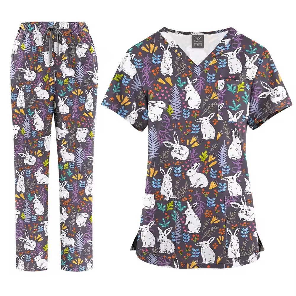 2026 New Arrival Printed Hospital Uniforms Nurse Uniform Sets for Men Women for Hospital Nurses Workwear Scrubs Outfit