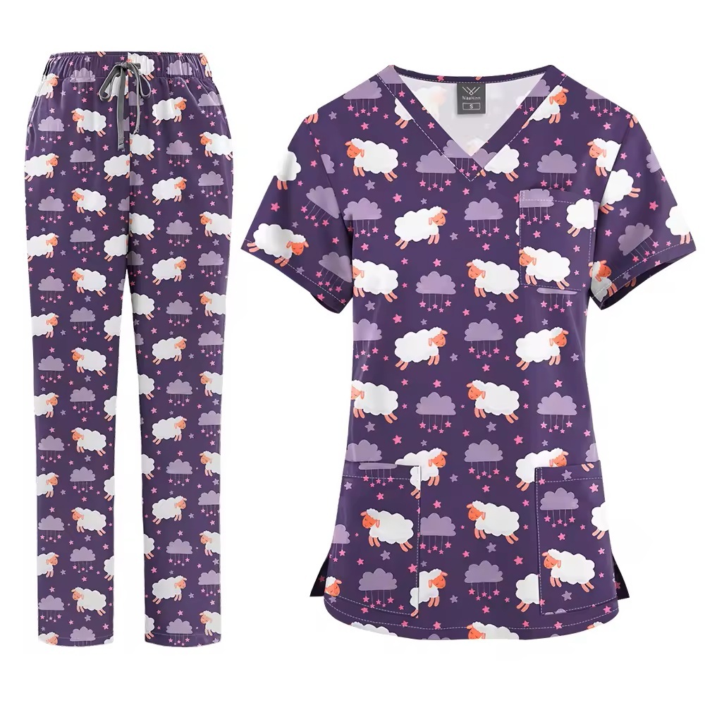 2026 New Arrival Printed Hospital Uniforms Nurse Uniform Sets for Men Women for Hospital Nurses Workwear Scrubs Outfit