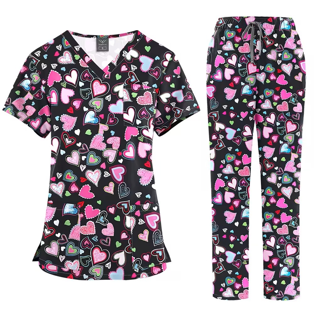 2026 New Arrival Printed Hospital Uniforms Nurse Uniform Sets for Men Women for Hospital Nurses Workwear Scrubs Outfit