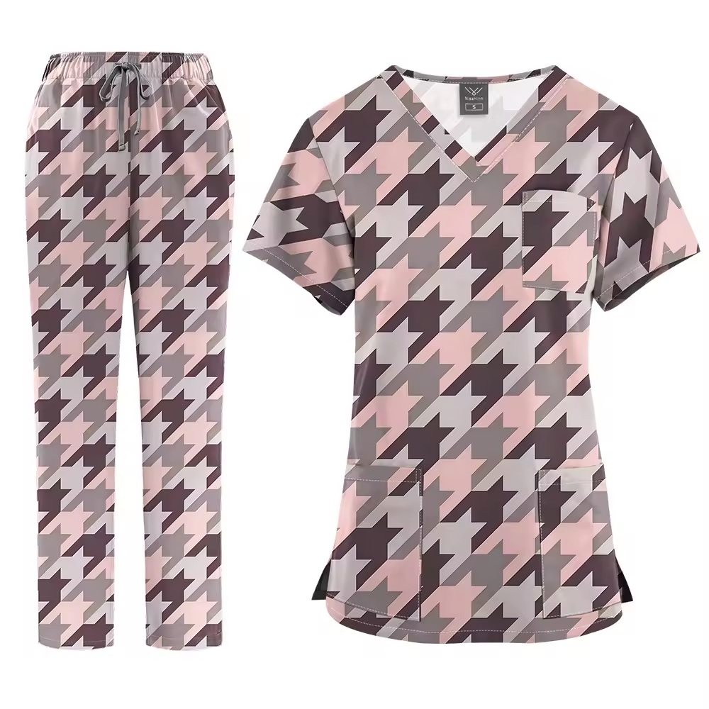 2026 New Arrival Printed Hospital Uniforms Nurse Uniform Sets for Men Women for Hospital Nurses Workwear Scrubs Outfit