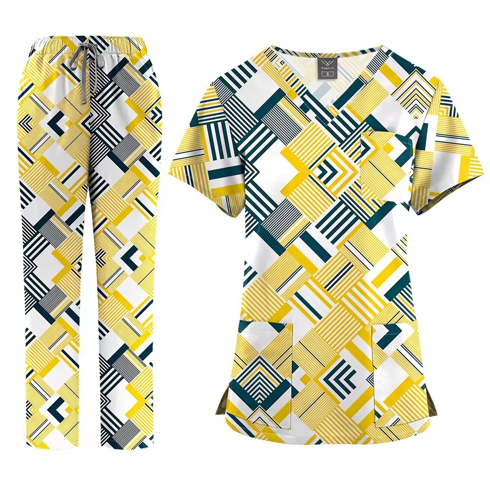 2026 New Arrival Printed Hospital Uniforms Nurse Uniform Sets for Men Women for Hospital Nurses Workwear Scrubs Outfit