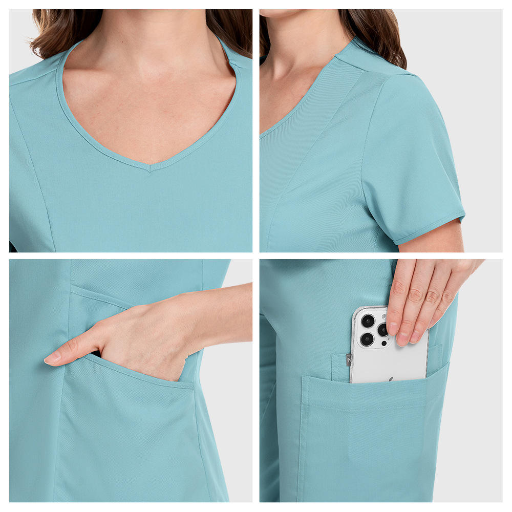 Hospital Uniforms Fashion Jogger Scrubs Sets Unisex Short-sleeved Nurse Uniform Stretchable Washable Quick-Drying Top & Pants