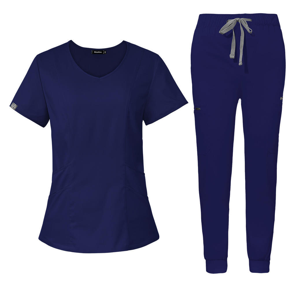 Hospital Uniforms Fashion Jogger Scrubs Sets Unisex Short-sleeved Nurse Uniform Stretchable Washable Quick-Drying Top & Pants