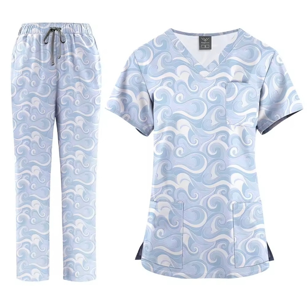 2026 New Arrival Printed Hospital Uniforms Nurse Uniform Sets for Men Women for Hospital Nurses Workwear Scrubs Outfit