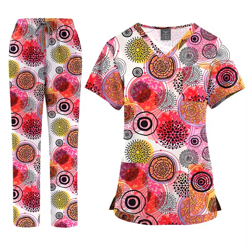 2026 New Arrival Printed Hospital Uniforms Nurse Uniform Sets for Men Women for Hospital Nurses Workwear Scrubs Outfit