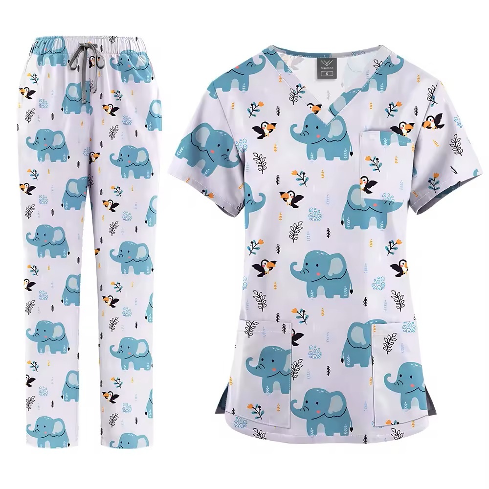 2026 New Arrival Printed Hospital Uniforms Nurse Uniform Sets for Men Women for Hospital Nurses Workwear Scrubs Outfit