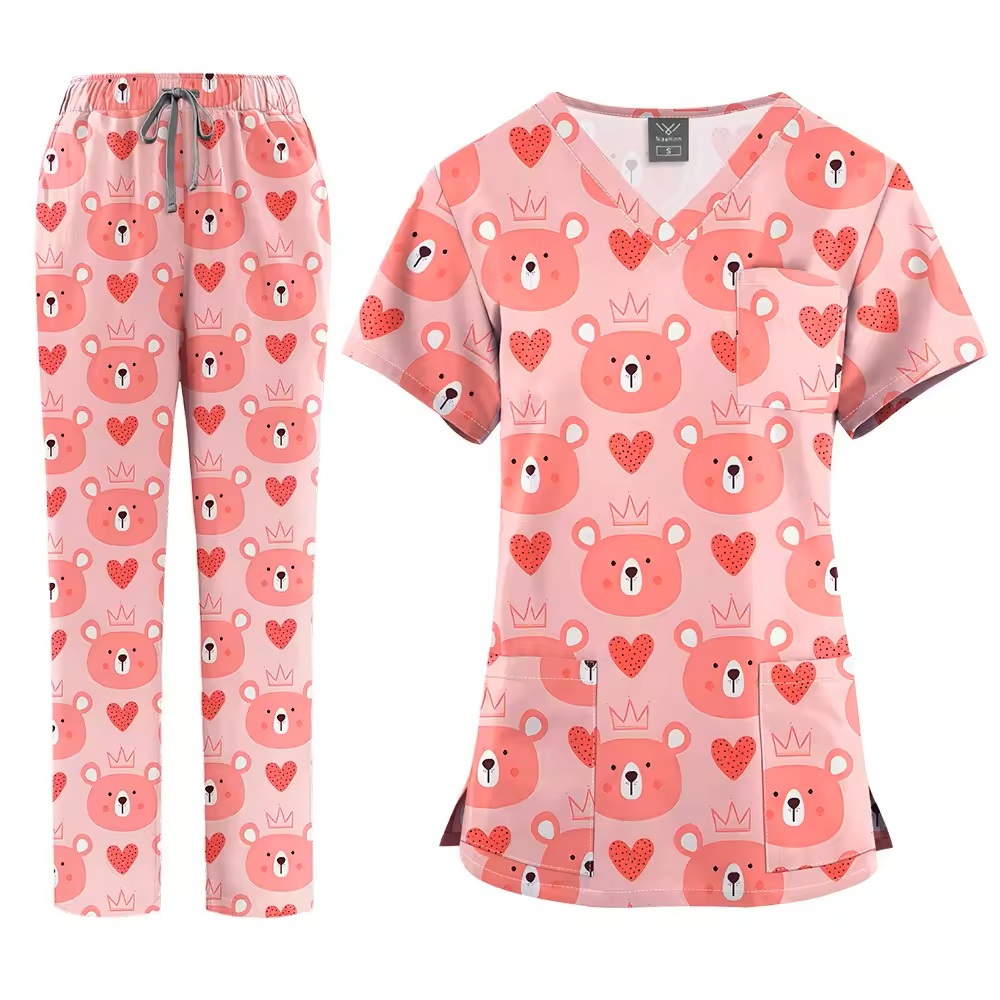 2026 New Arrival Printed Hospital Uniforms Nurse Uniform Sets for Men Women for Hospital Nurses Workwear Scrubs Outfit