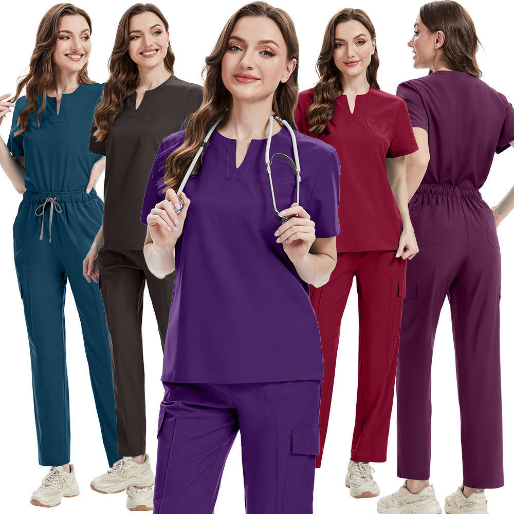 2026 New Arrival Fashion Style Scrubs Sets for Women Hospital Uniforms Short Sleeve Comfort Nurses Work Clothes for Clinic Use