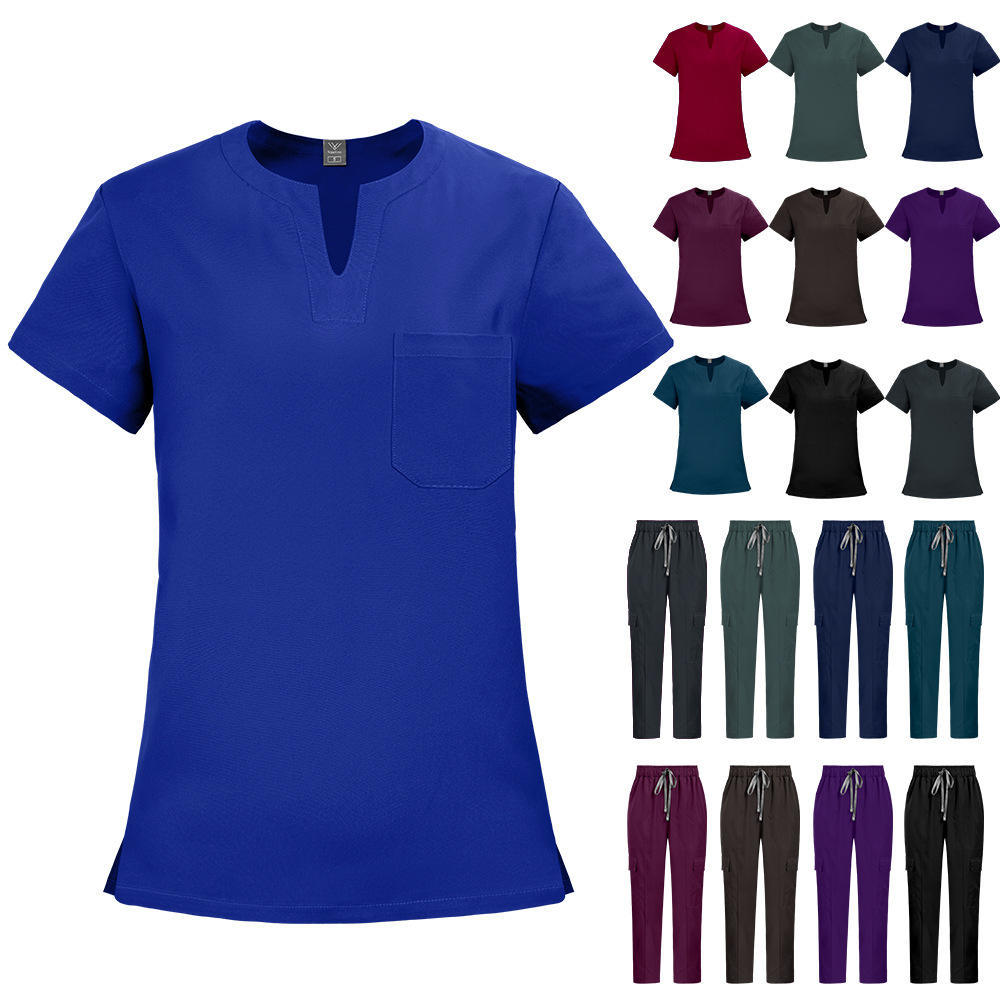 2026 New Arrival Fashion Style Scrubs Sets for Women Hospital Uniforms Short Sleeve Comfort Nurses Work Clothes for Clinic Use