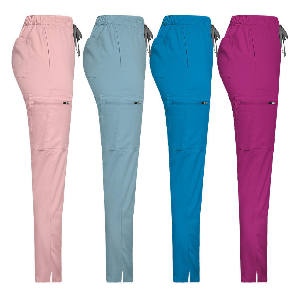 High Quality Unisex Multi Pockets Split Leg Scrub Pants Nurse Work Uniform Hospital Uniform Scrubs Straight Pants for Women&Men