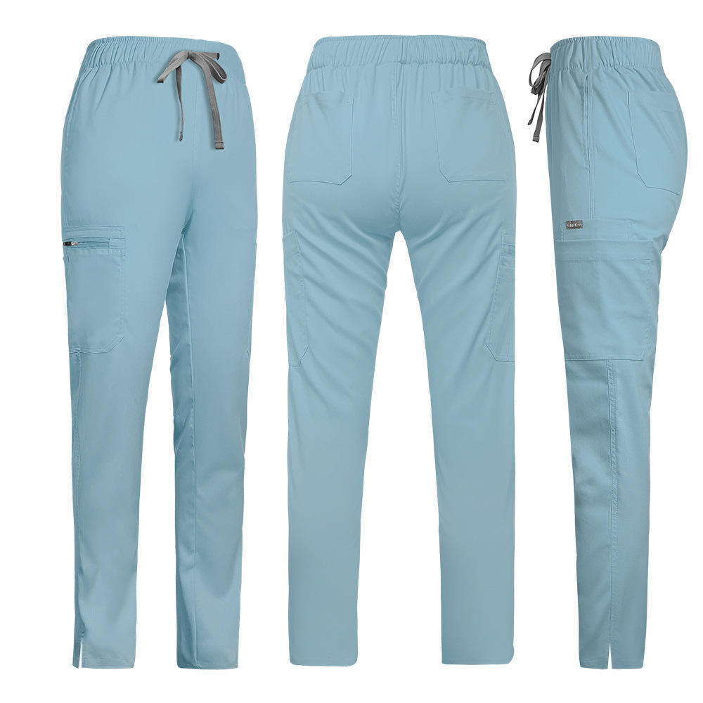 High Quality Unisex Multi Pockets Split Leg Scrub Pants Nurse Work Uniform Hospital Uniform Scrubs Straight Pants for Women&Men