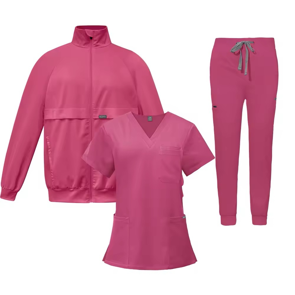 Fashion 3 in 1 Nurse Scrub Sets Nursing Uniform Sets for Hospital Thick Long-sleeved Jackets Top Joggers Pants Warm Autumn Style